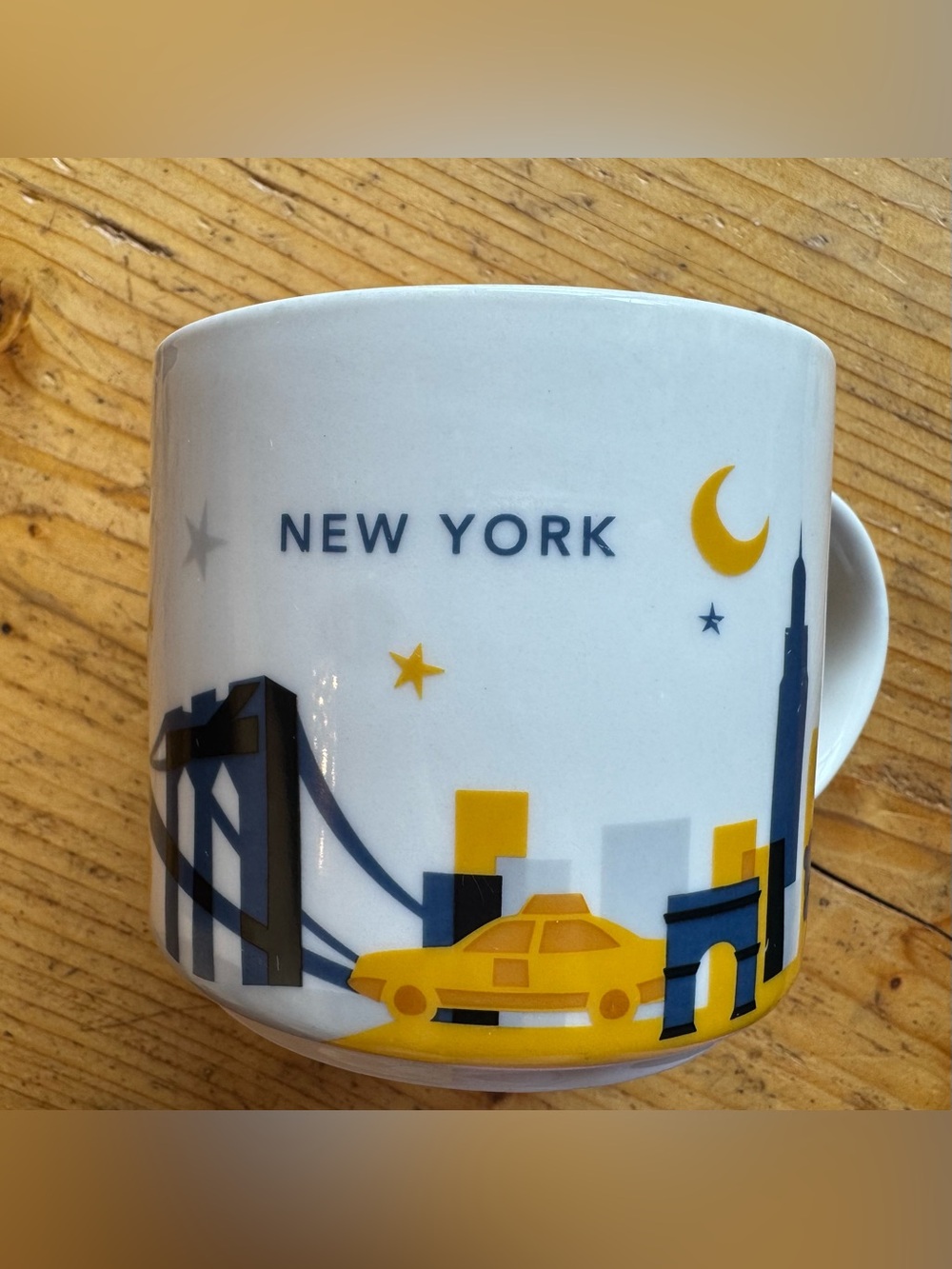 Starbucks White Mug with Yellow and Navy New York Design
